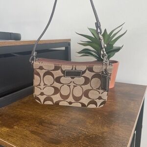 Coach Y2K Signature Brown Wristlet